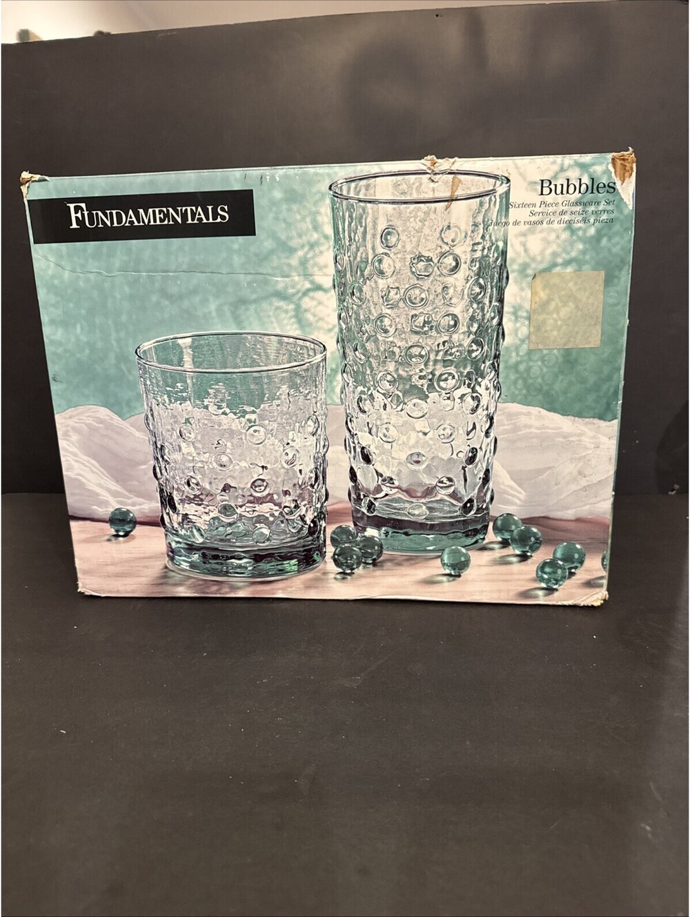 Vintage Libbey Fundamentals Hobnail Bubbles Spanish Green 16 Piece Glass Tumbler